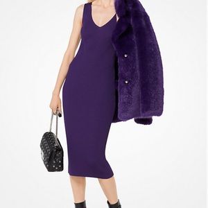 Michael kors purple ribbed dress